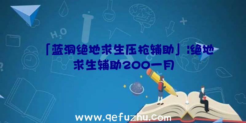 「蓝洞绝地求生压枪辅助」|绝地求生辅助200一月